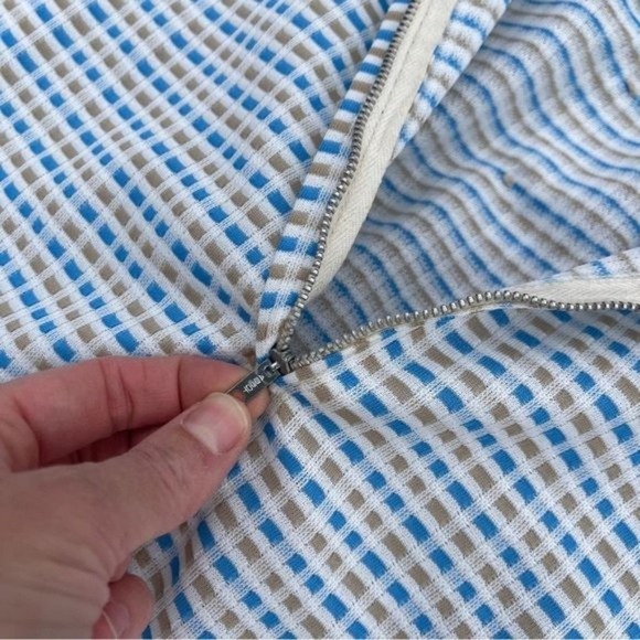 Vintage 60s Shift Dress Short Sleeves Handmade Back Zip White Squares Sz Large - Picture 6 of 12